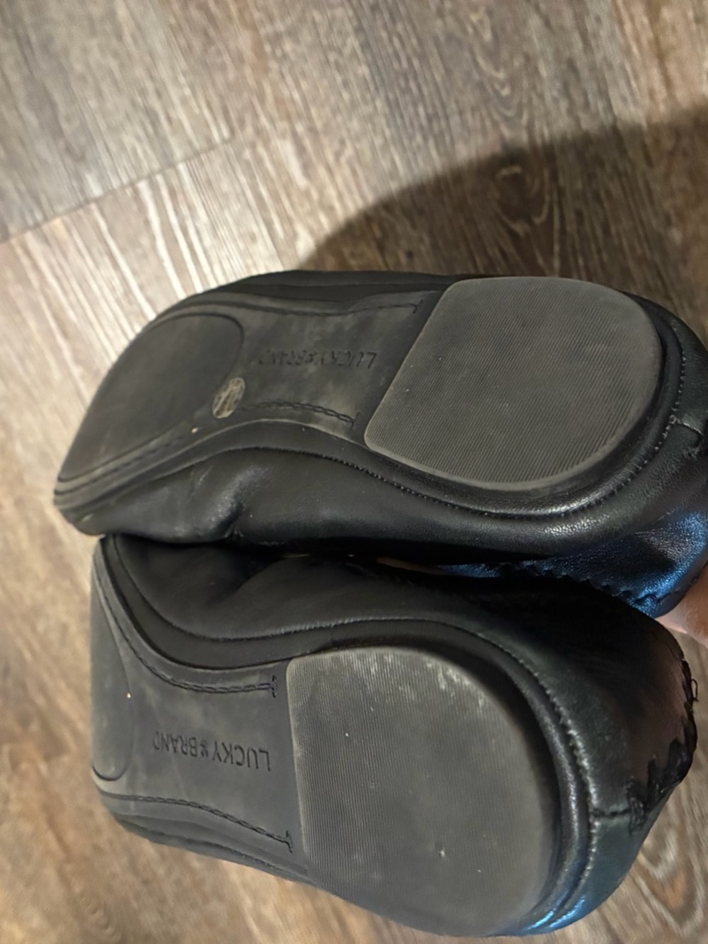 Lucky Brand Black Leather Ballet Flats with Tan Insole - Picture 4 of 6